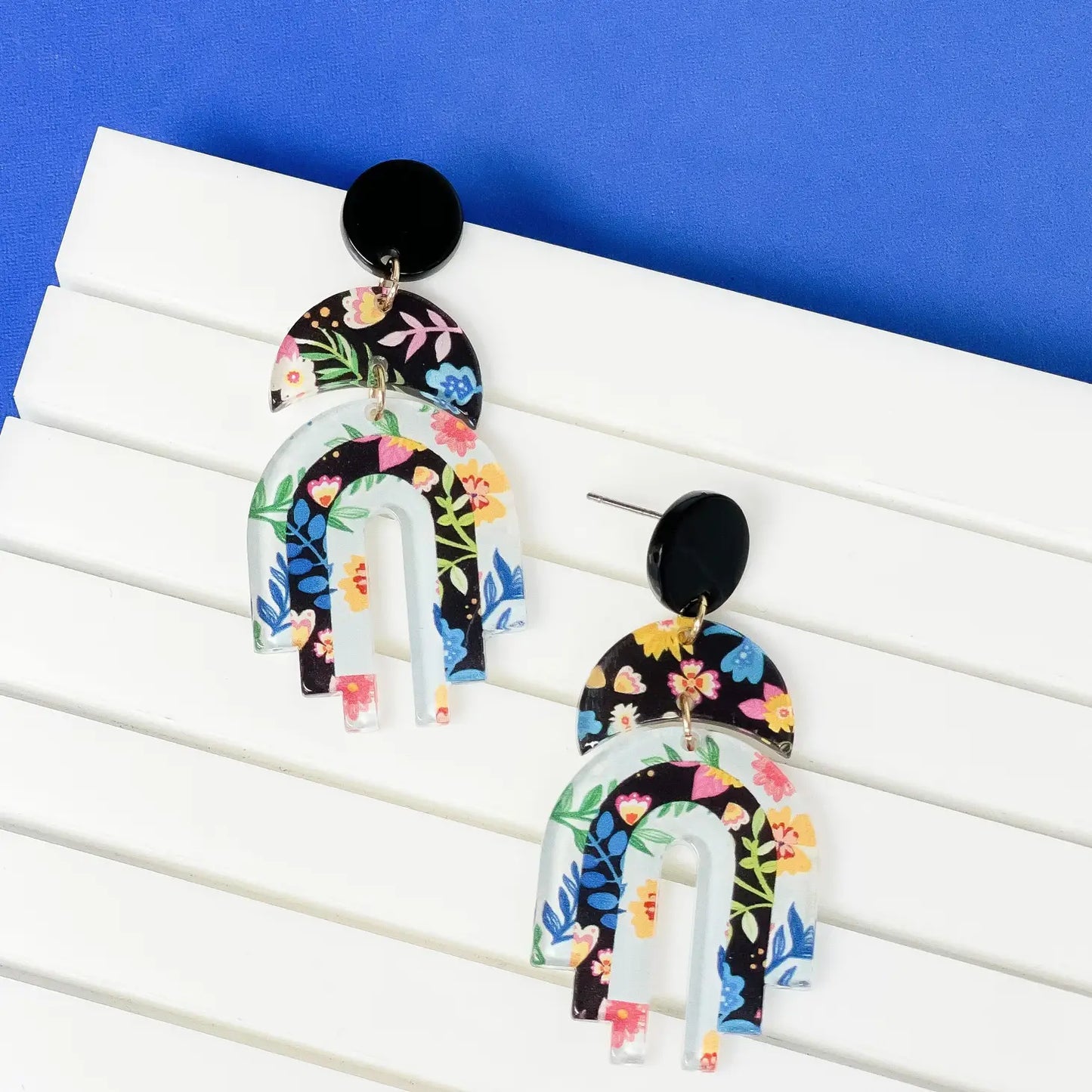 Dark Floral Statement Earring
