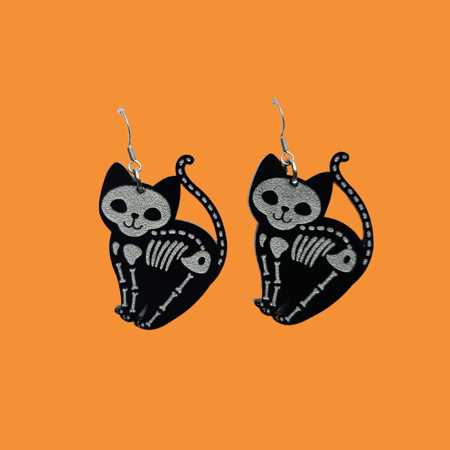 Skeleton Cat Earrings