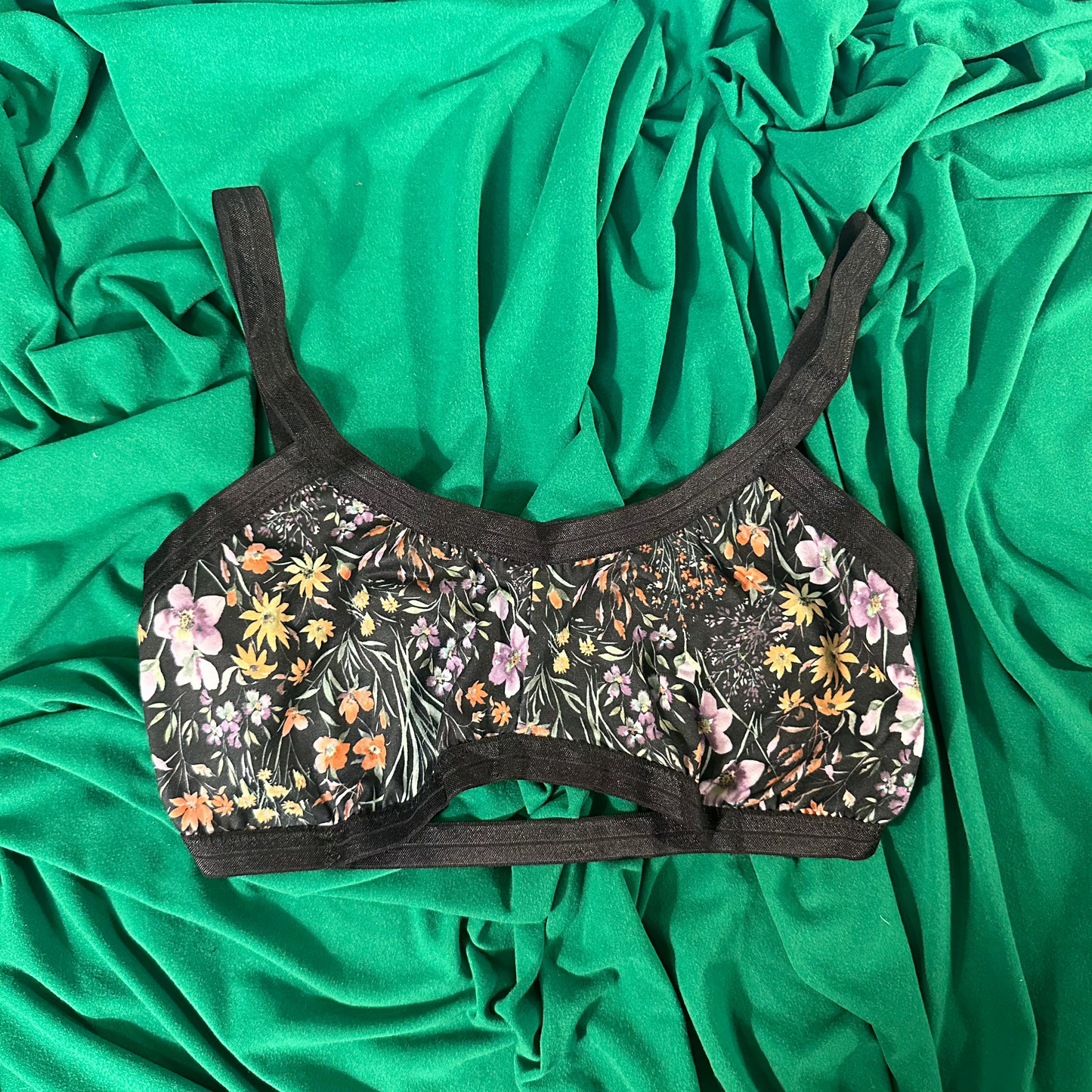 Dark Floral Bandeau Bralette