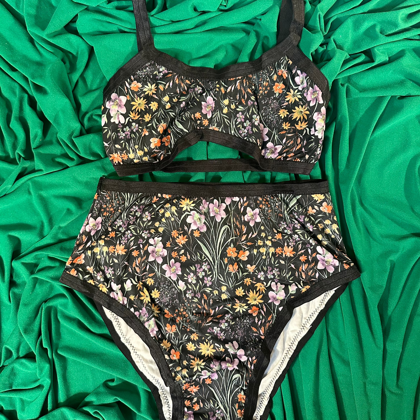 Dark Floral Bandeau Bralette