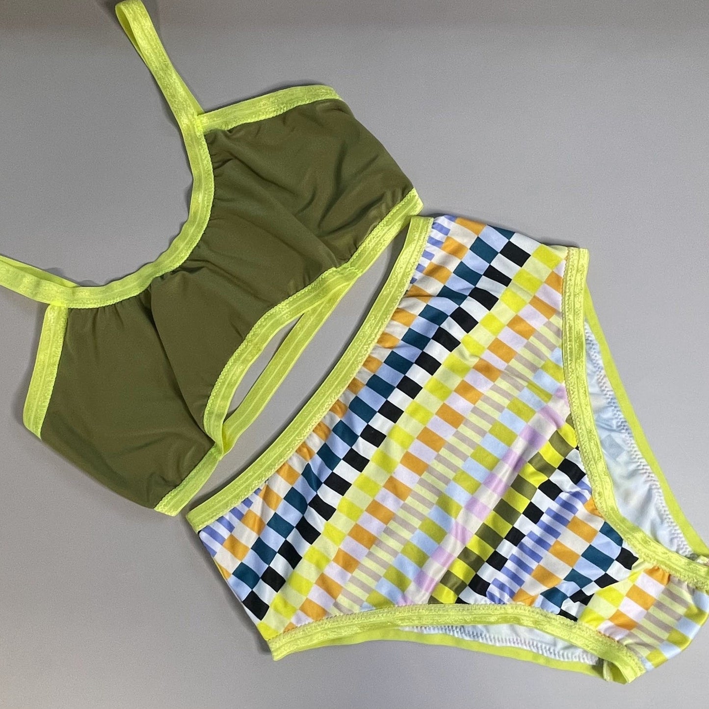 Neon + Neutral Grid High Rise Undies