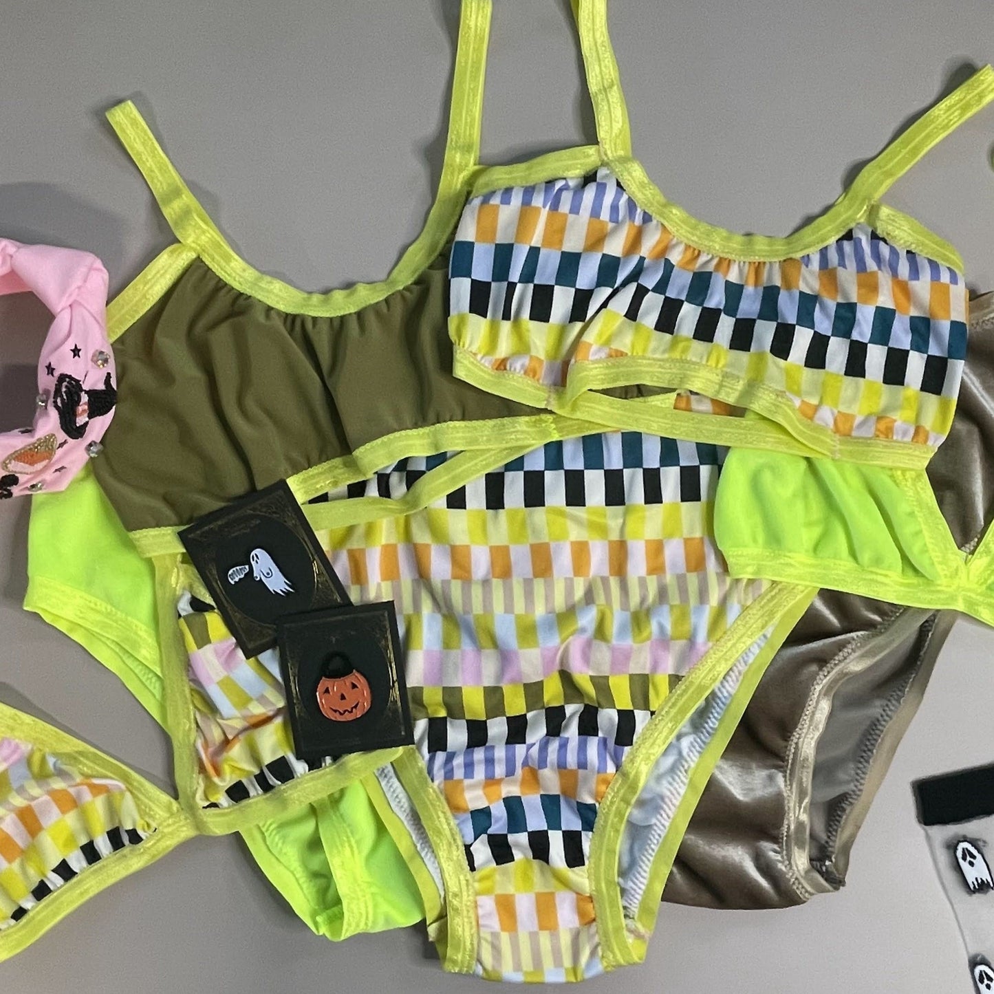 Neon Yellow Velvet Wrap Bralette