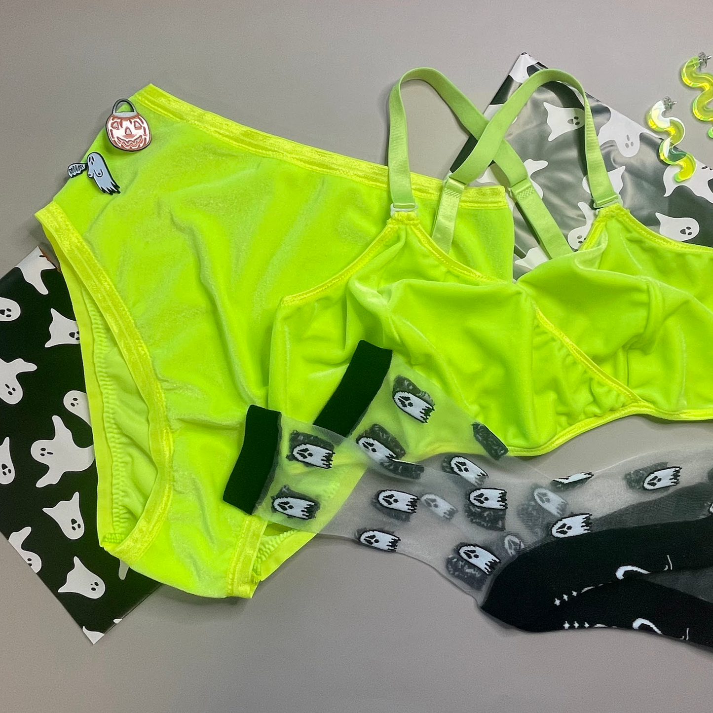 Neon Yellow Velvet High Rise Undies
