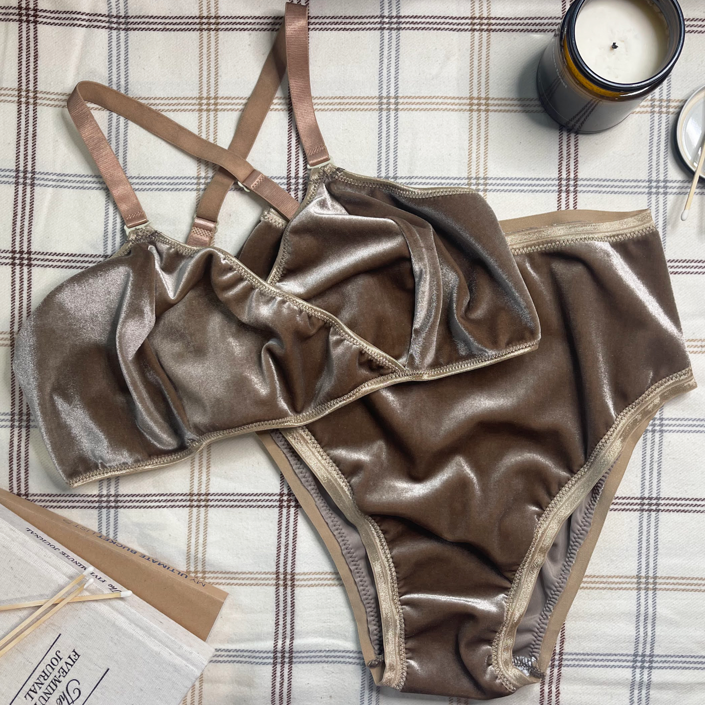 Taupe Velvet Wrap Bralette