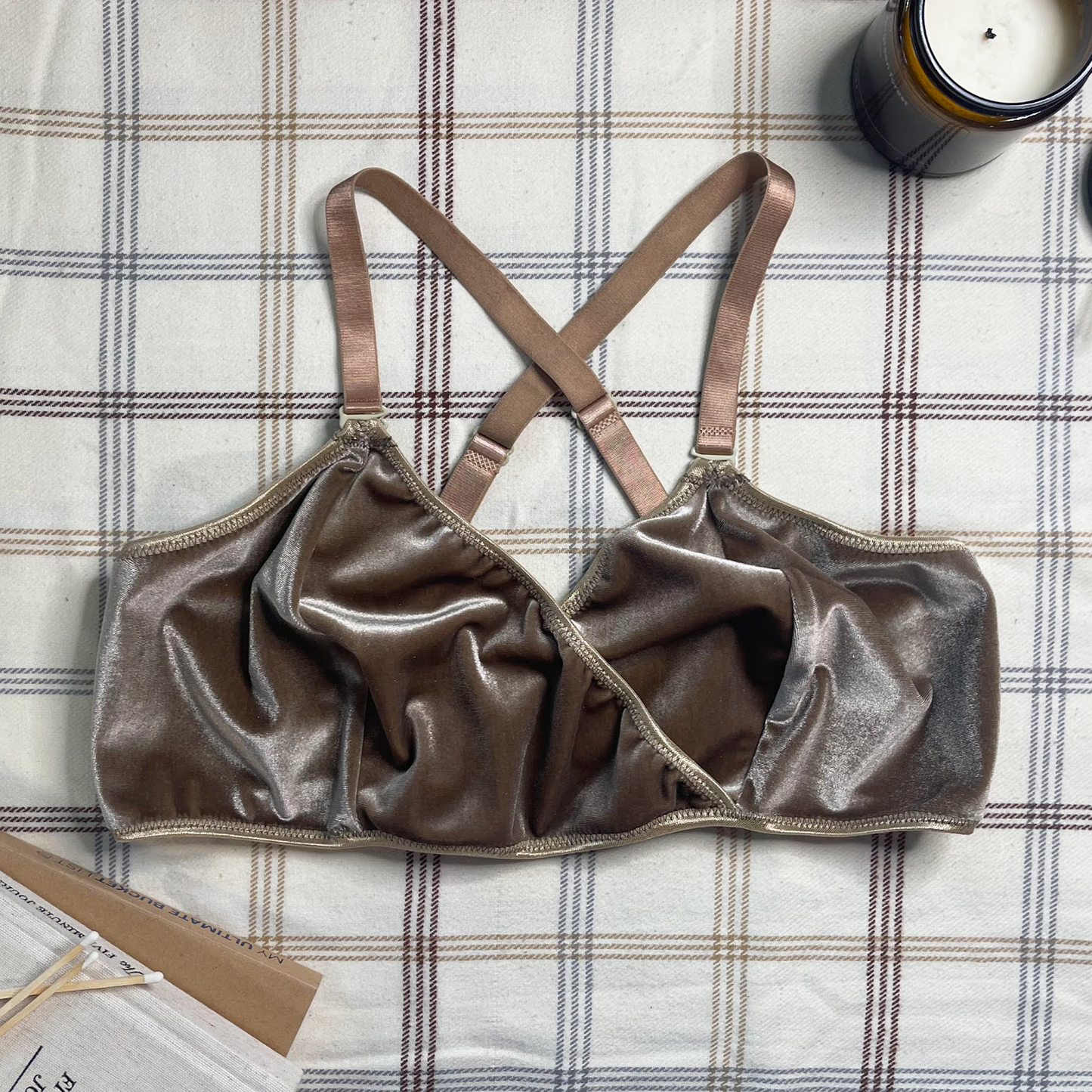 Taupe Velvet Wrap Bralette