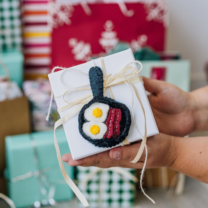 Bacon and Eggs Felt Ornament