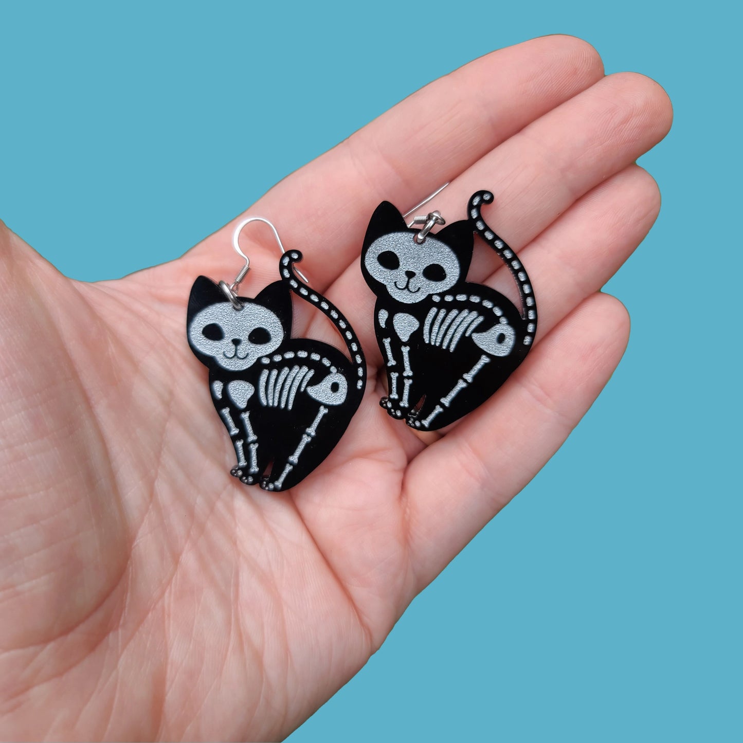 Skeleton Cat Earrings