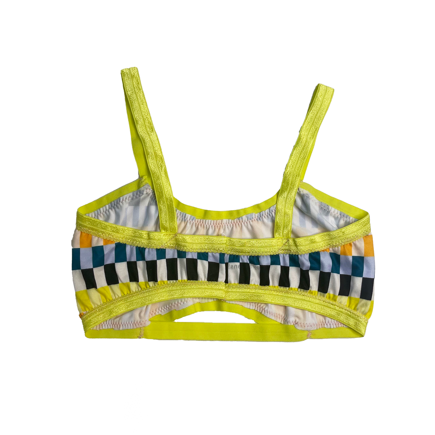 Neon + Neutral Grid Bandeau Bralette