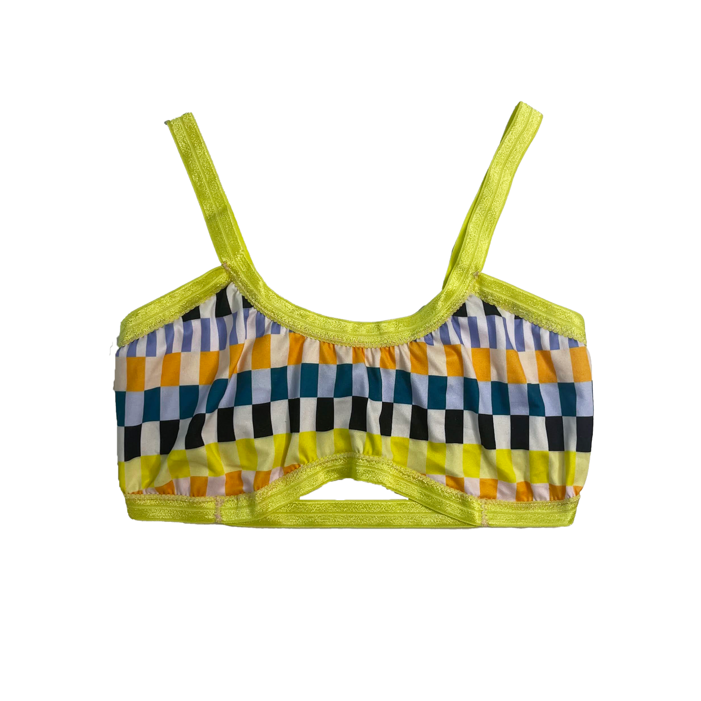 Neon + Neutral Grid Bandeau Bralette