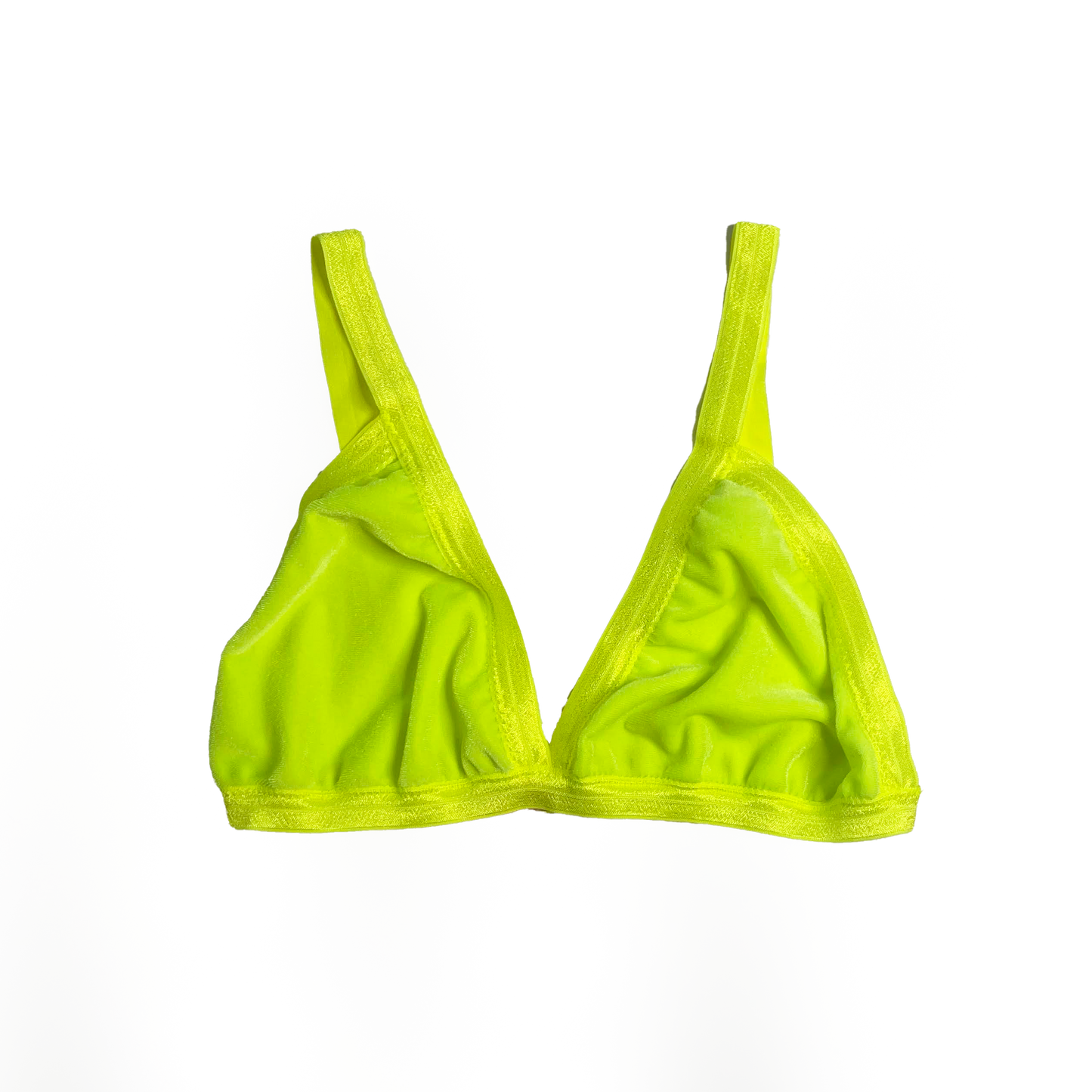 Neon Yellow Velvet Triangle Bralette