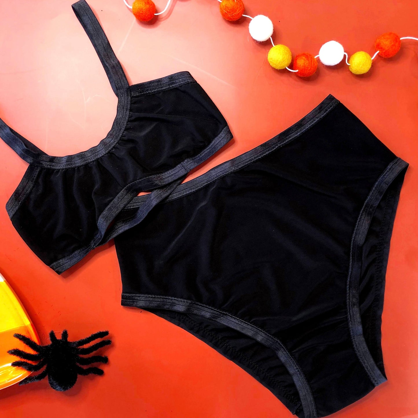Black Solid High Rise Undies