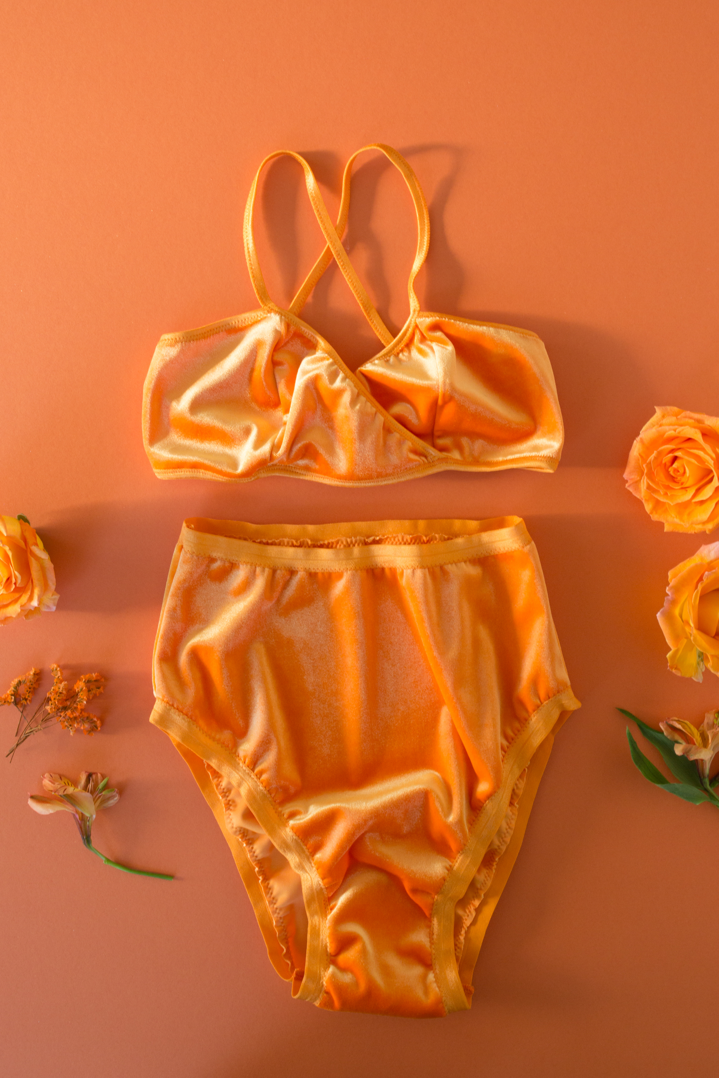 Orange Velvet Wrap Bralette