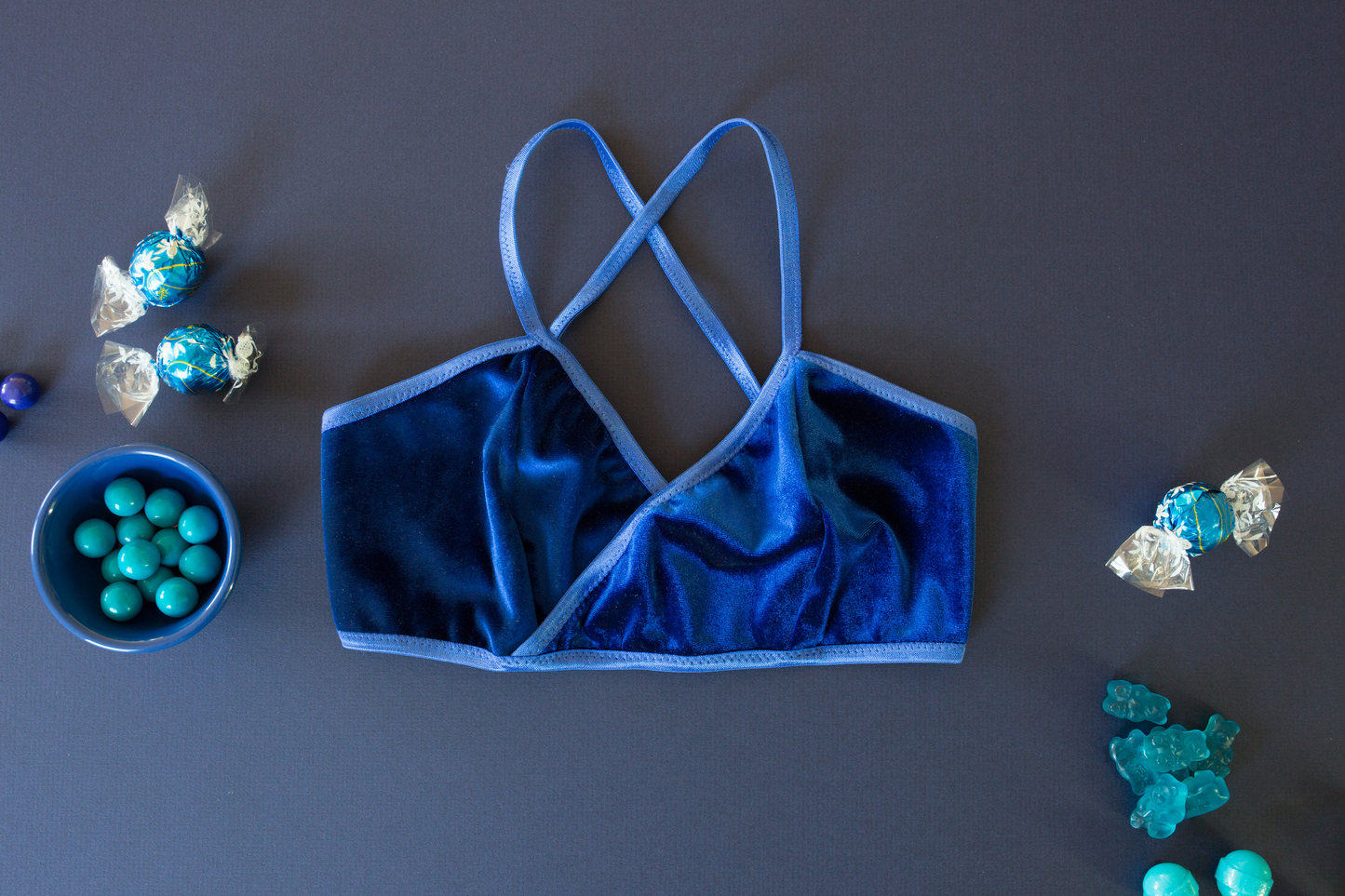 Blue Velvet Wrap Bralette