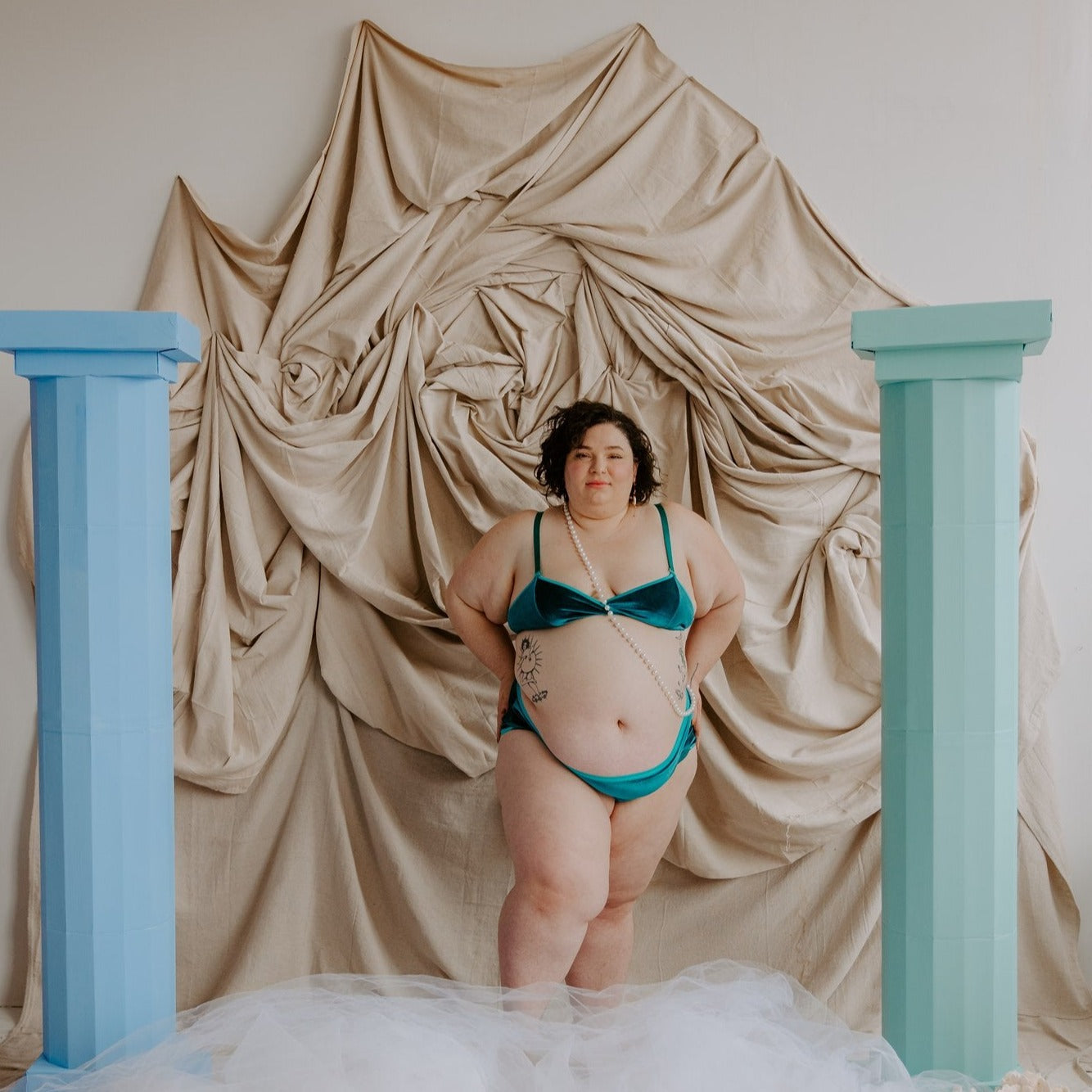 Teal Velvet Wrap Bralette