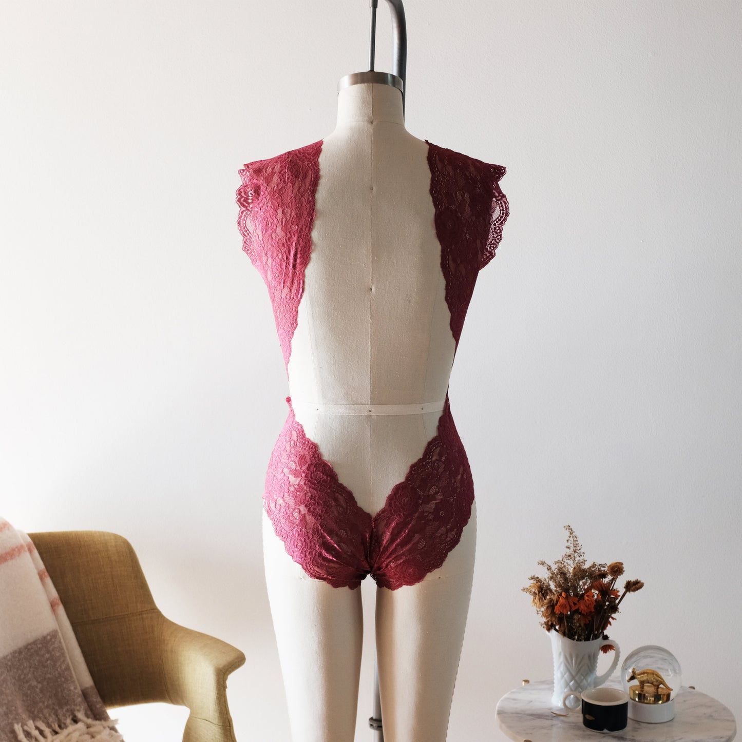 Burgundy Lace Bodysuit