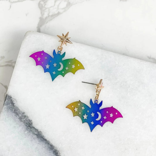 Rainbow Bat Earring