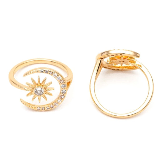 Celestial Moon and Star Ring