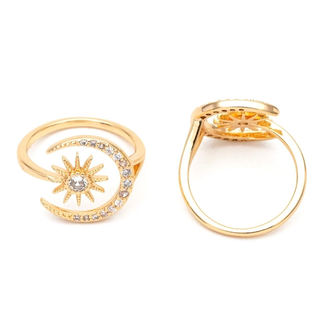 Celestial Moon and Star Ring