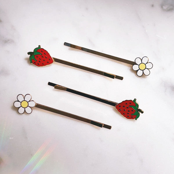 Strawberry + Daisy Hair Pins