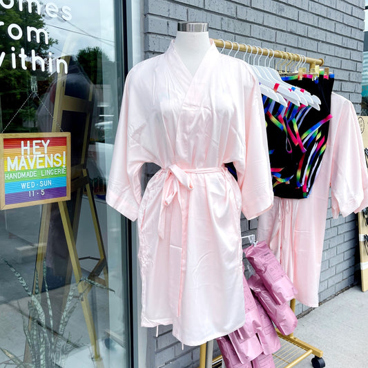 Pink Satin Dressing Robe