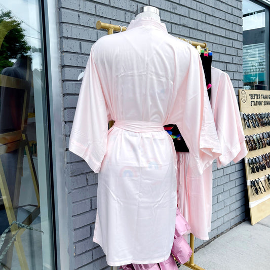 Pink Satin Dressing Robe