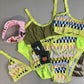 Neon + Neutral Grid Triangle Bralette