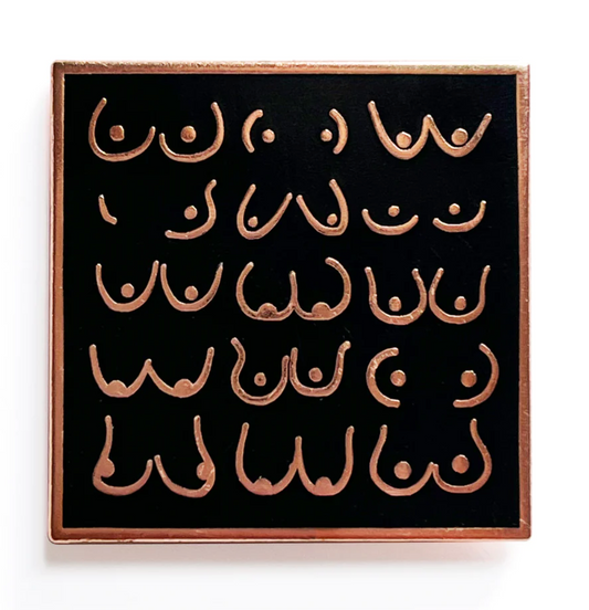 Boobs black and rose gold enamel pin