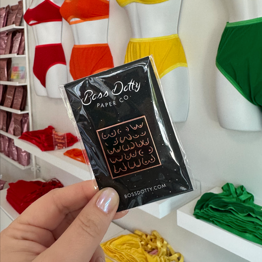 Boobs black and rose gold enamel pin