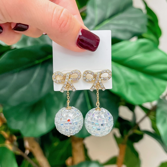 Disco Ball Bow Earrings