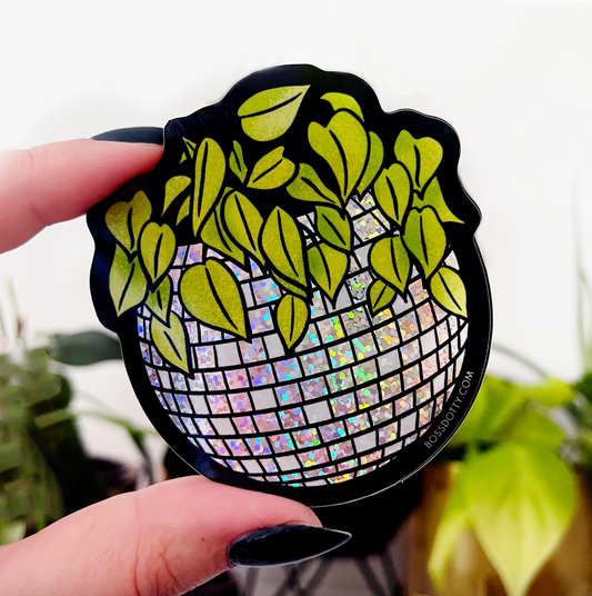 Disco Planter Glitter Sticker
