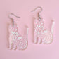 Folk Clear Cat Earrings