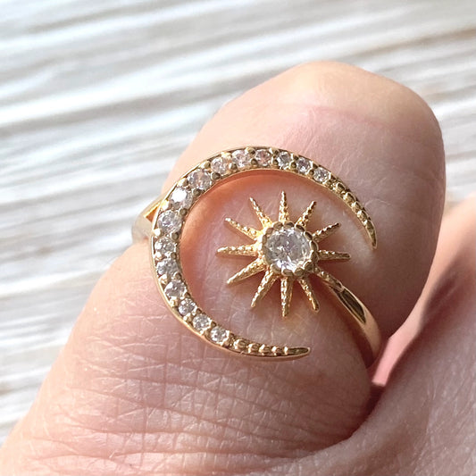 Celestial Moon and Star Ring