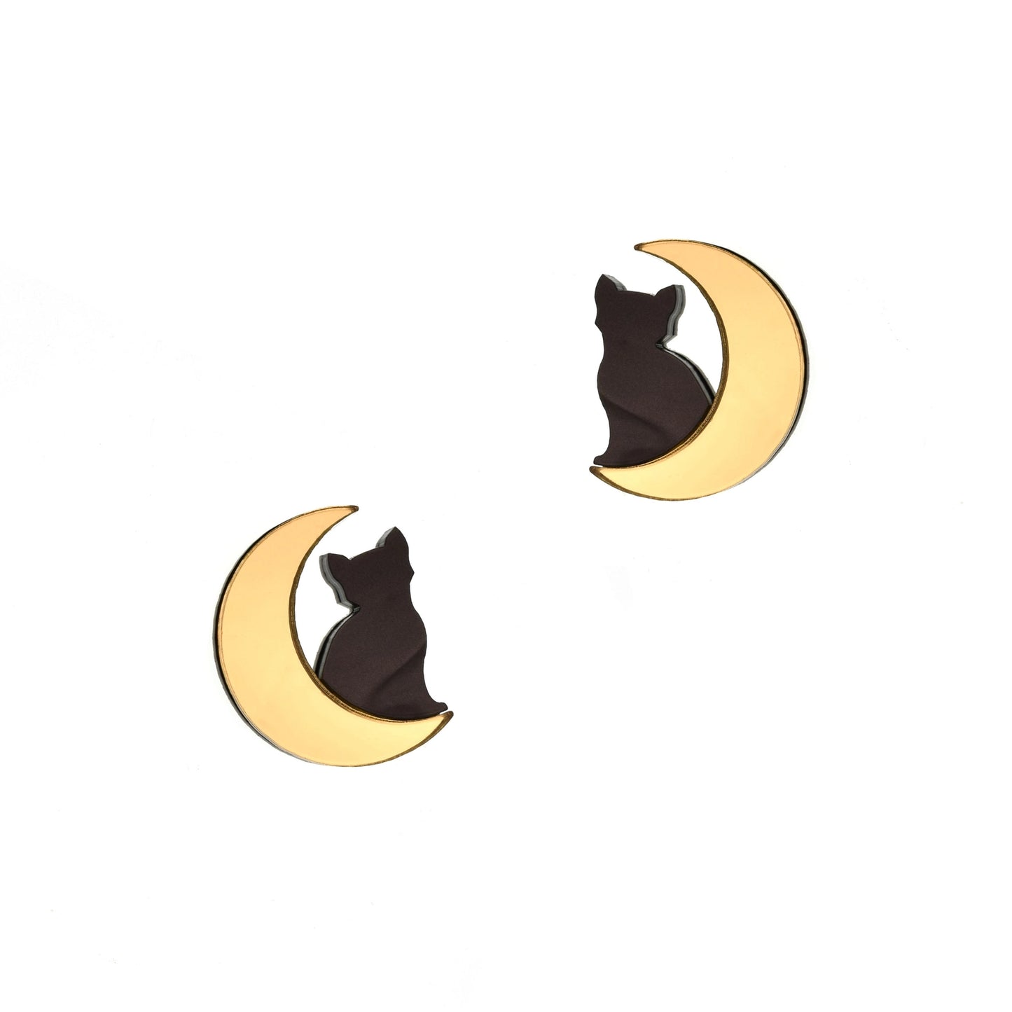 Cat in Moon Earrings