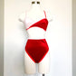 Red + Pink Colorblock Velvet Wrap Bralette