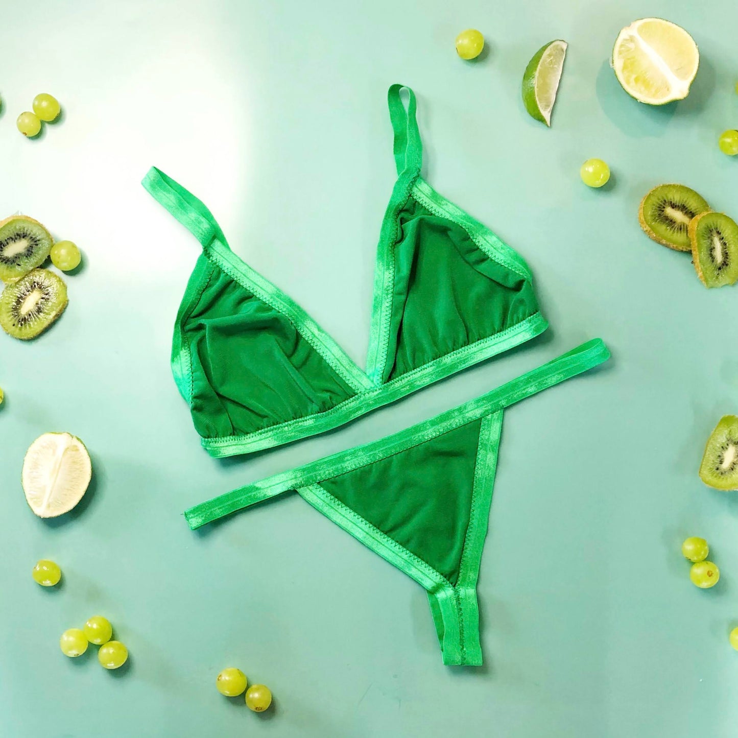 Green Solid Triangle Bralette