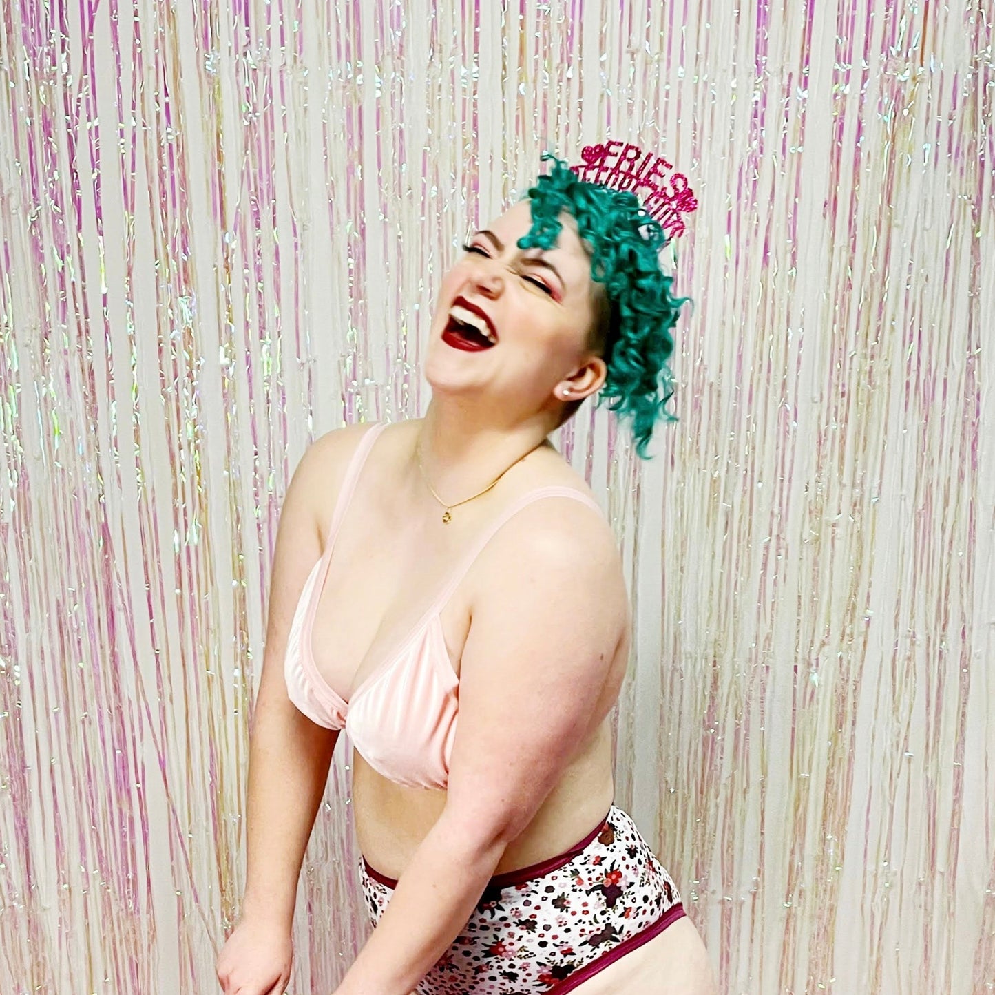 Pink Velvet Triangle Bralette