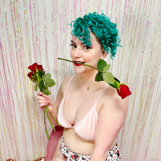Pink Velvet Triangle Bralette