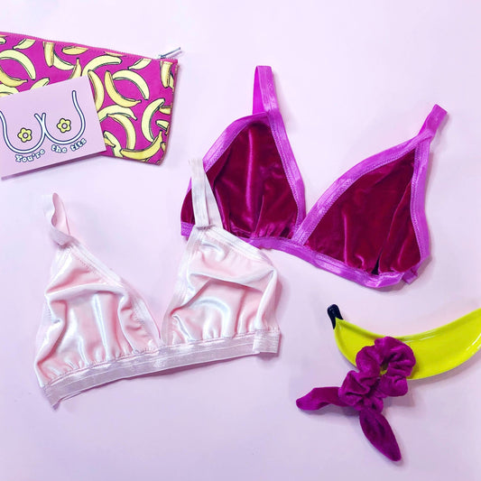 Magenta Velvet Triangle Bralette