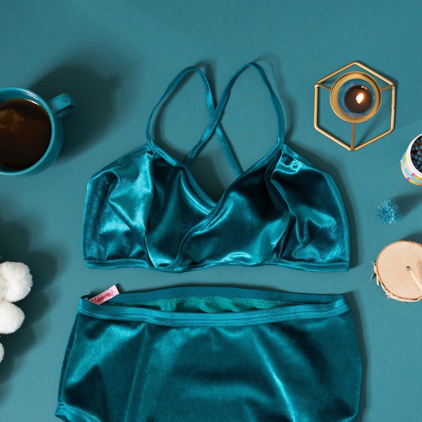 Teal Velvet Wrap Bralette