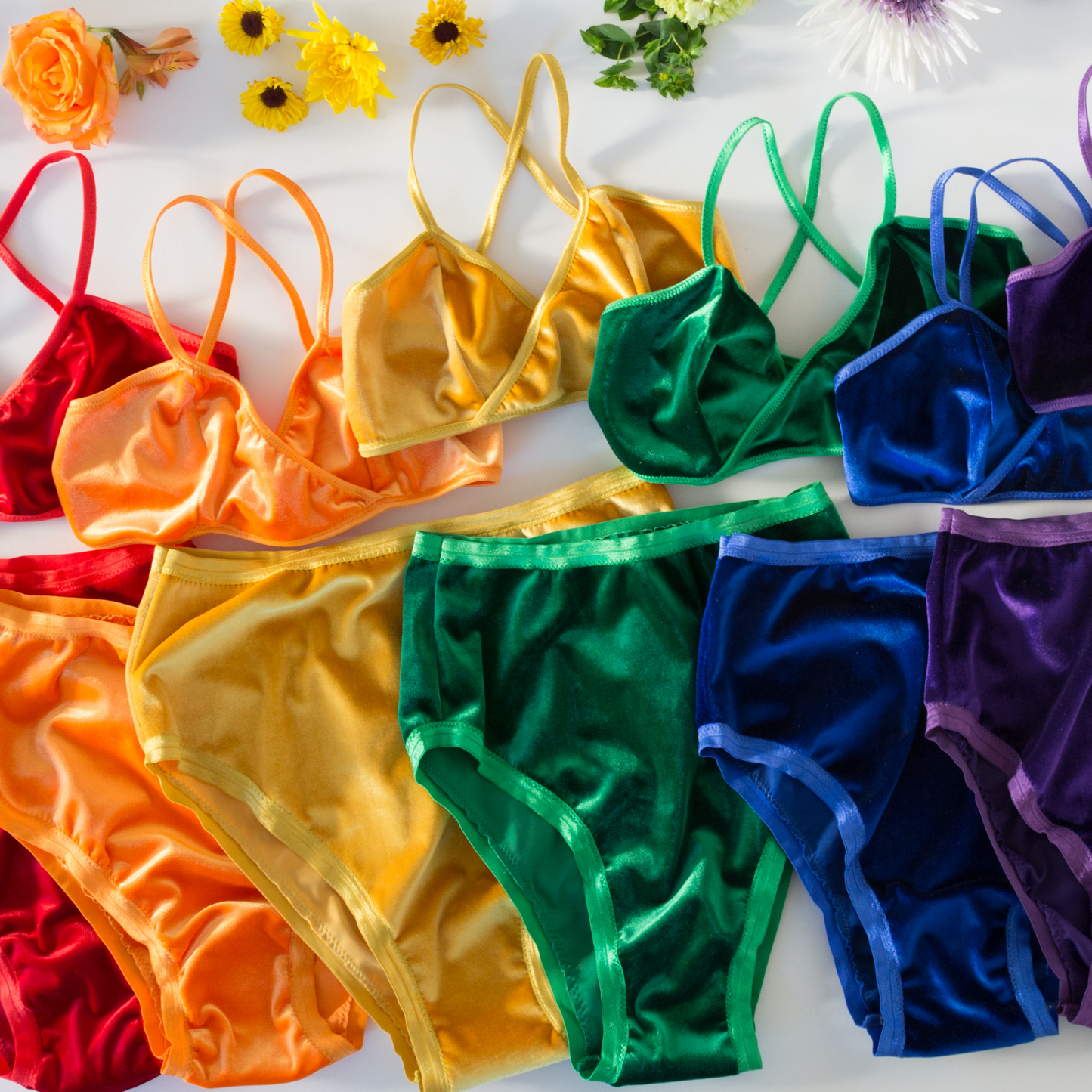 Velvet Bralettes Bundle Rainbow Pack of 6