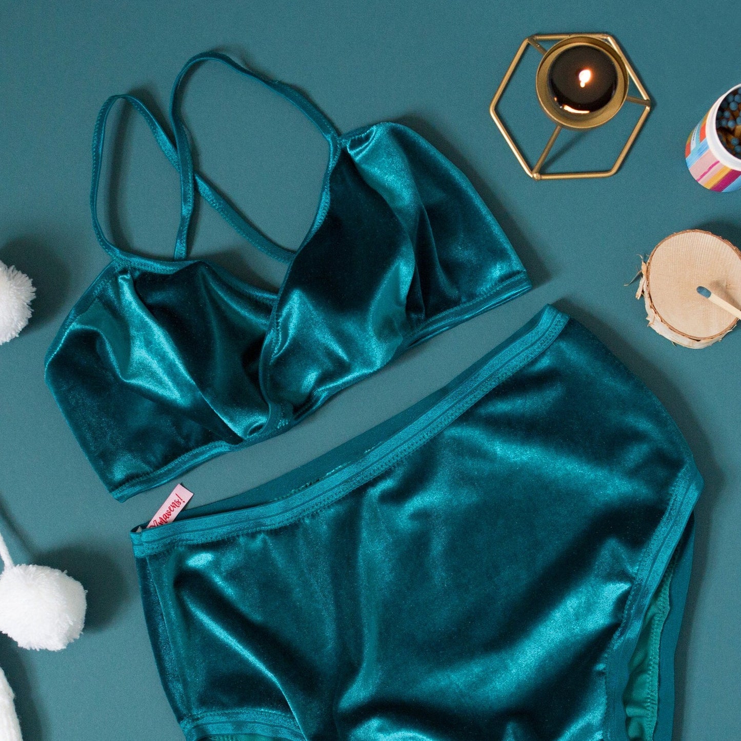 Teal Velvet Wrap Bralette