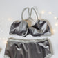 Silver Velvet Wrap Bralette