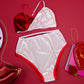 Red + Pink Colorblock Velvet Wrap Bralette