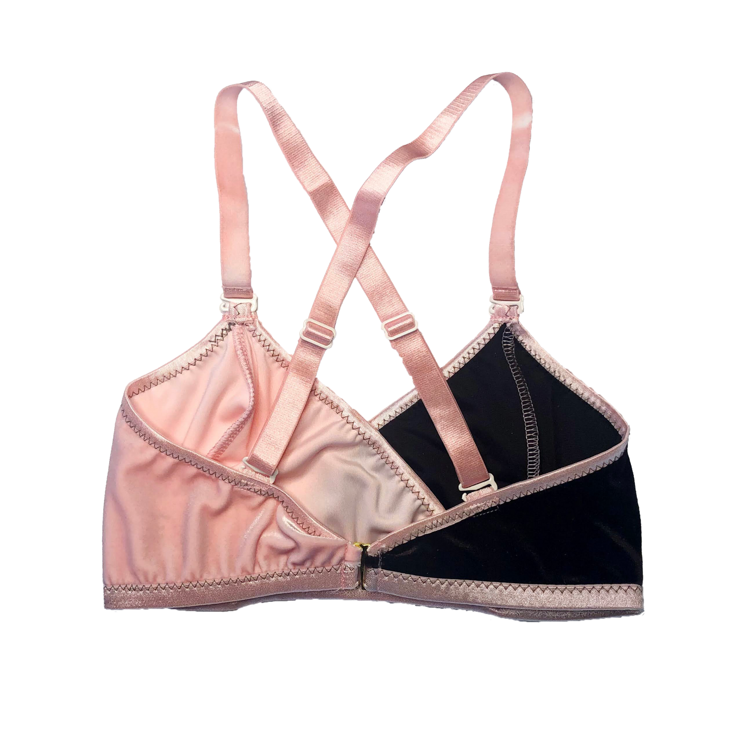 Brown + Pink Colorblock Velvet Wrap Bralette
