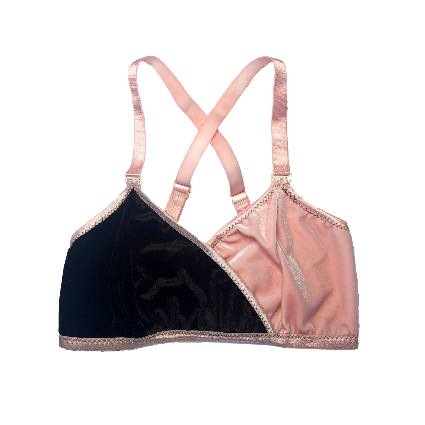 Brown + Pink Colorblock Velvet Wrap Bralette