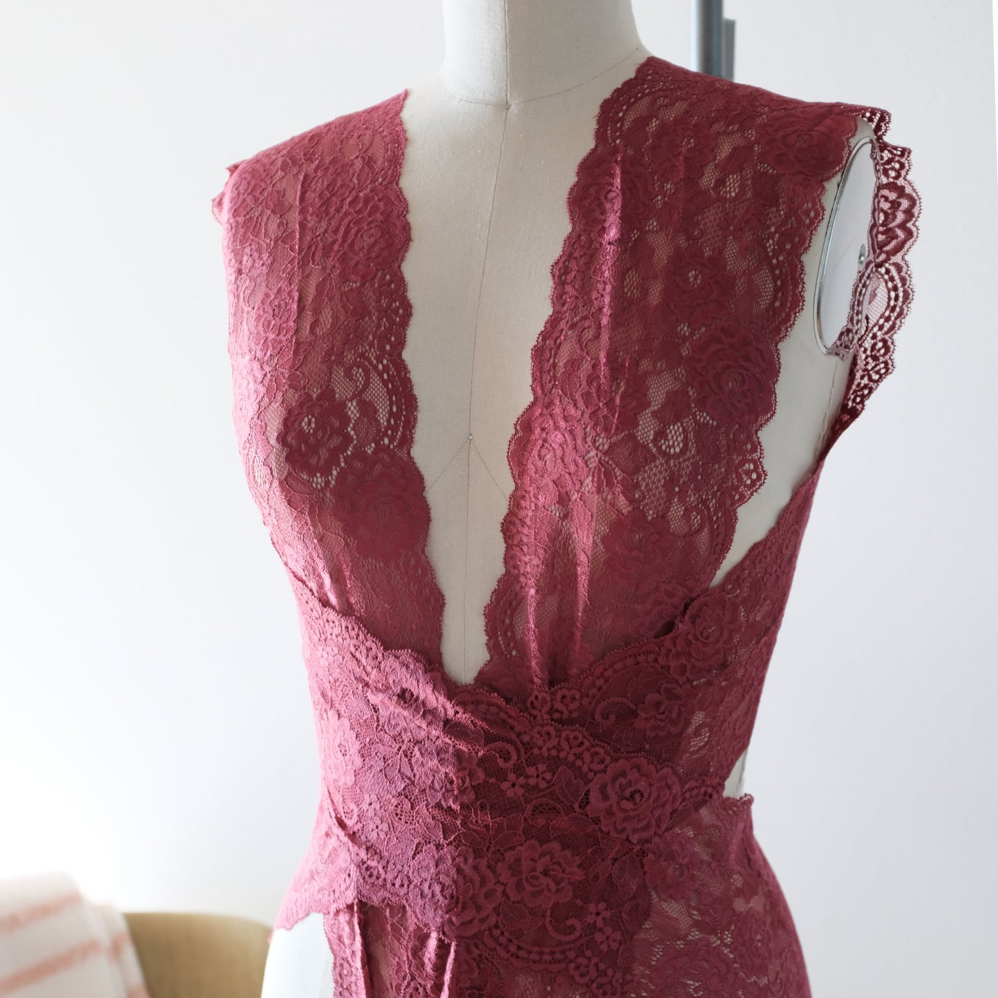 Burgundy Lace Bodysuit