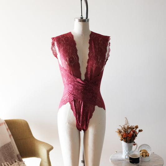 Burgundy Lace Bodysuit