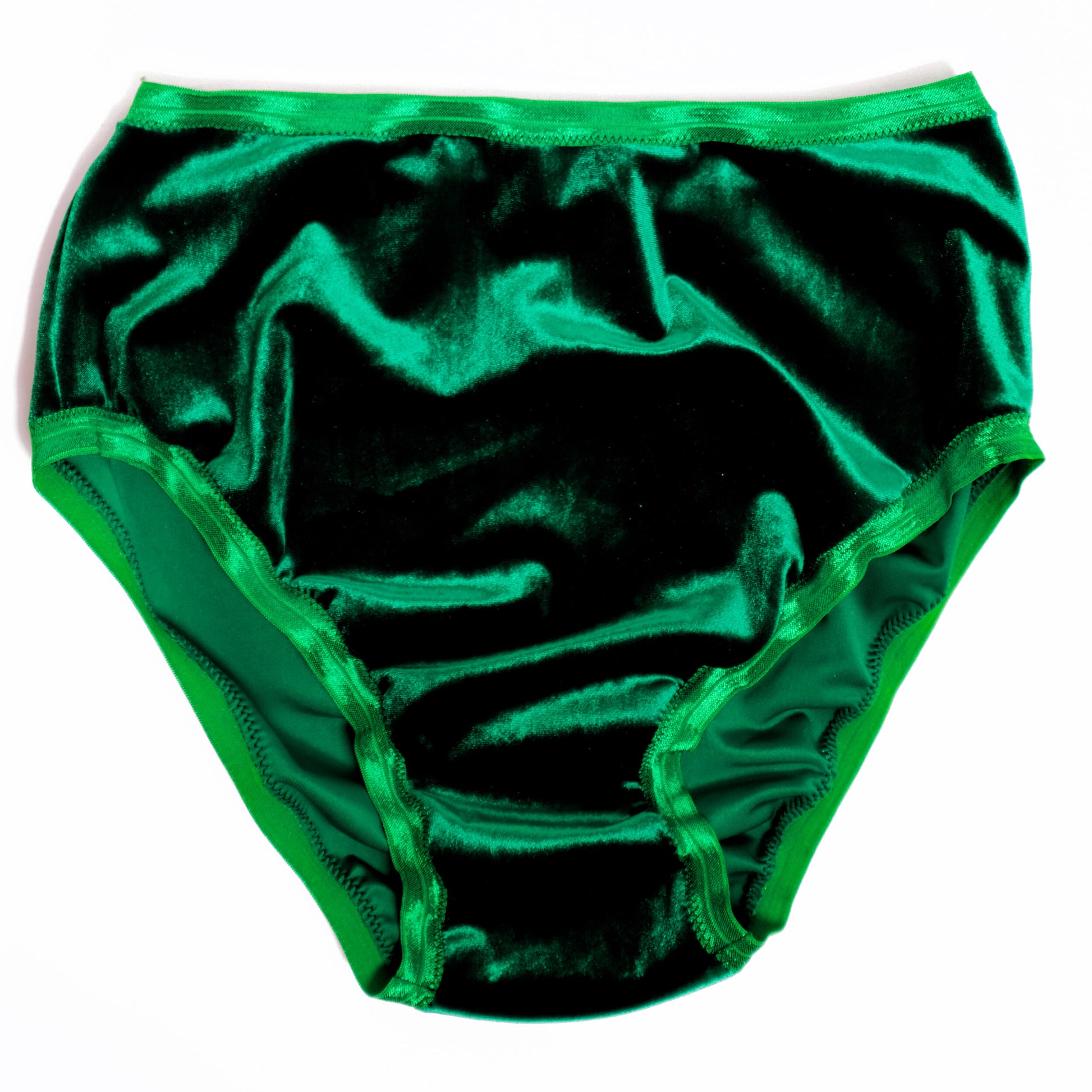 Green Silk High Waist French Cut Panties - Soft Strokes Silk