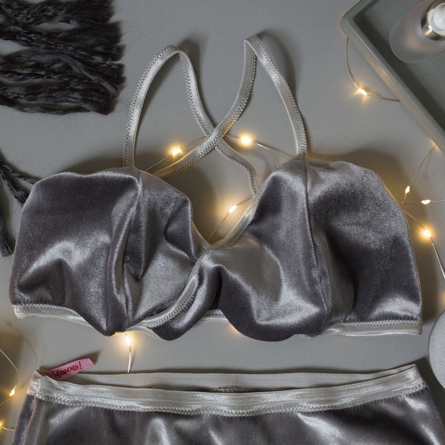 Silver Velvet Wrap Bralette