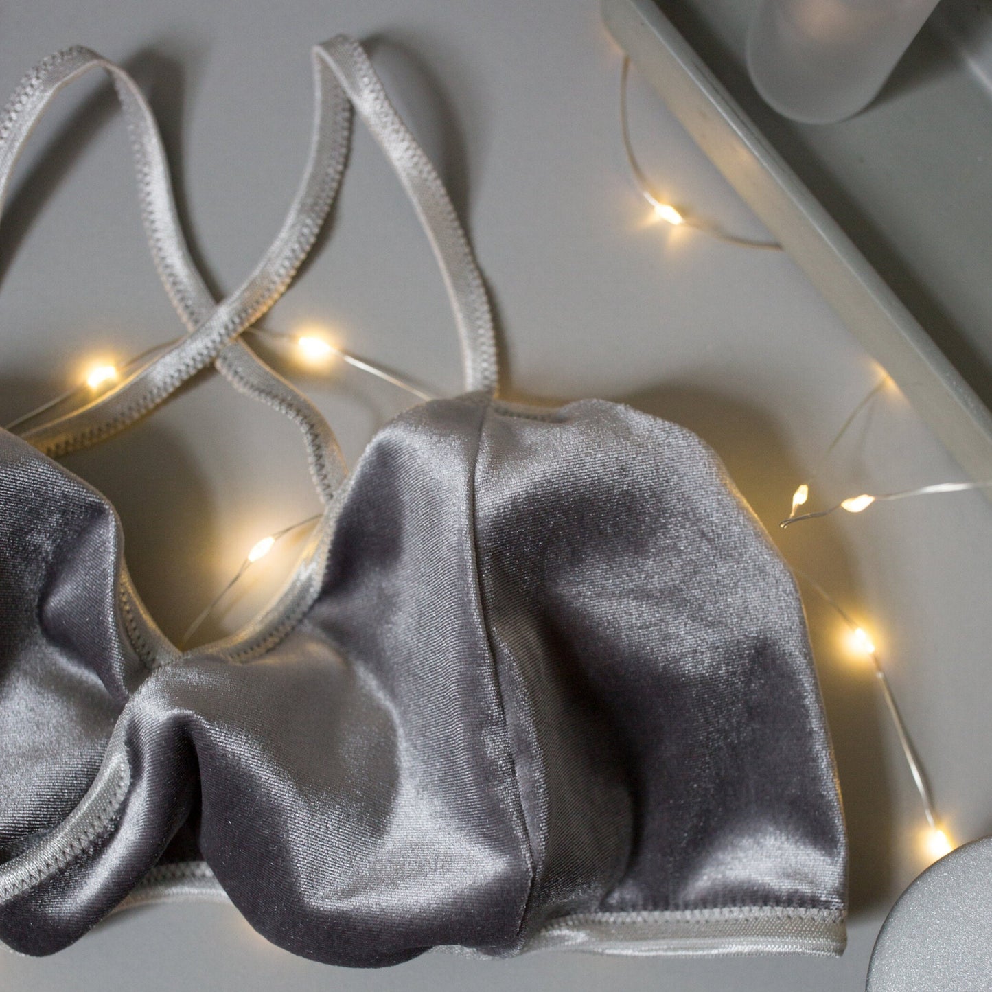 Silver Velvet Wrap Bralette